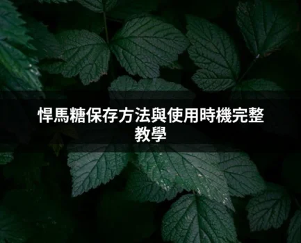 悍馬糖保存方法與使用時機完整教學：藥師教你正確存放與最佳食用時間